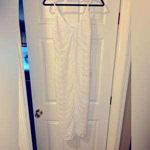 LULUs White Sequin Bodycon Midi Dress